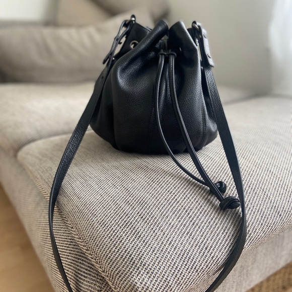 Status Anxiety Handbags - Status Anxiety Distant Lover Leather Bucket Bag in Black Minimalist Drawstring